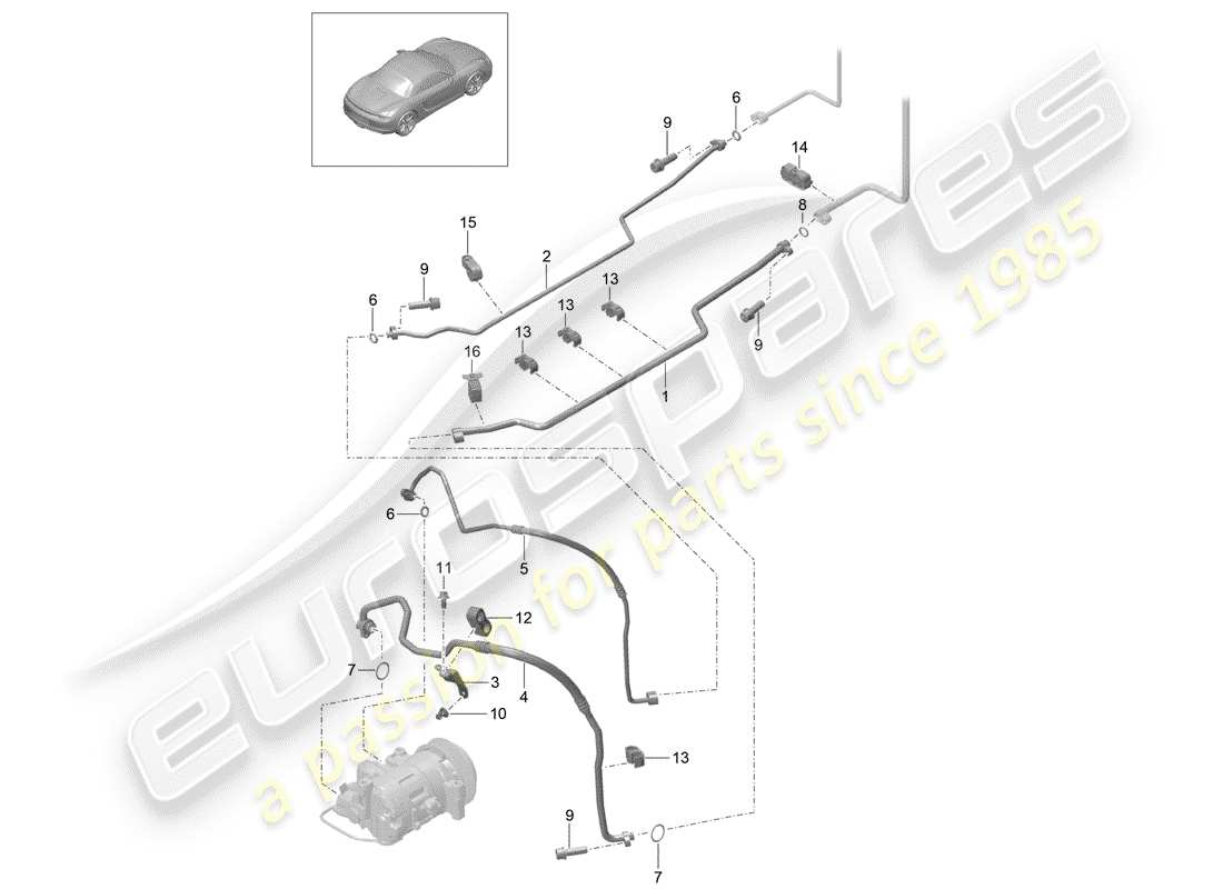 porsche 2012 (981 boxster) refrigerant circuit part diagram