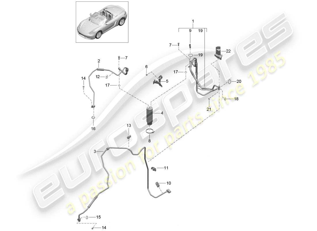 porsche 2019 (718 boxster) refrigerant circuit part diagram