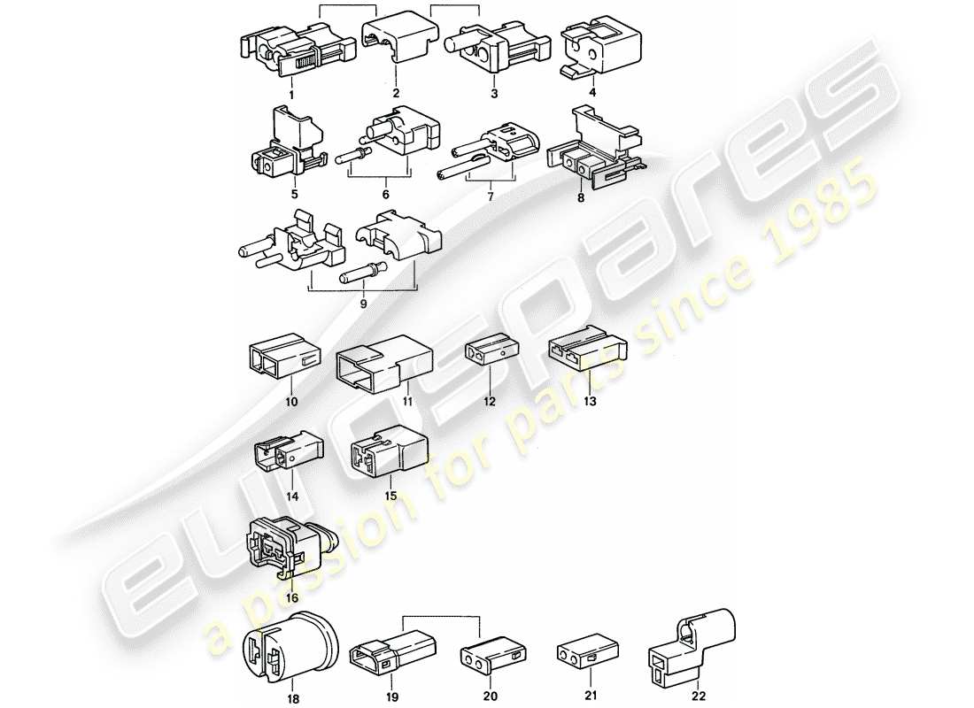 porsche 1994 (968) connector housing parts diagram