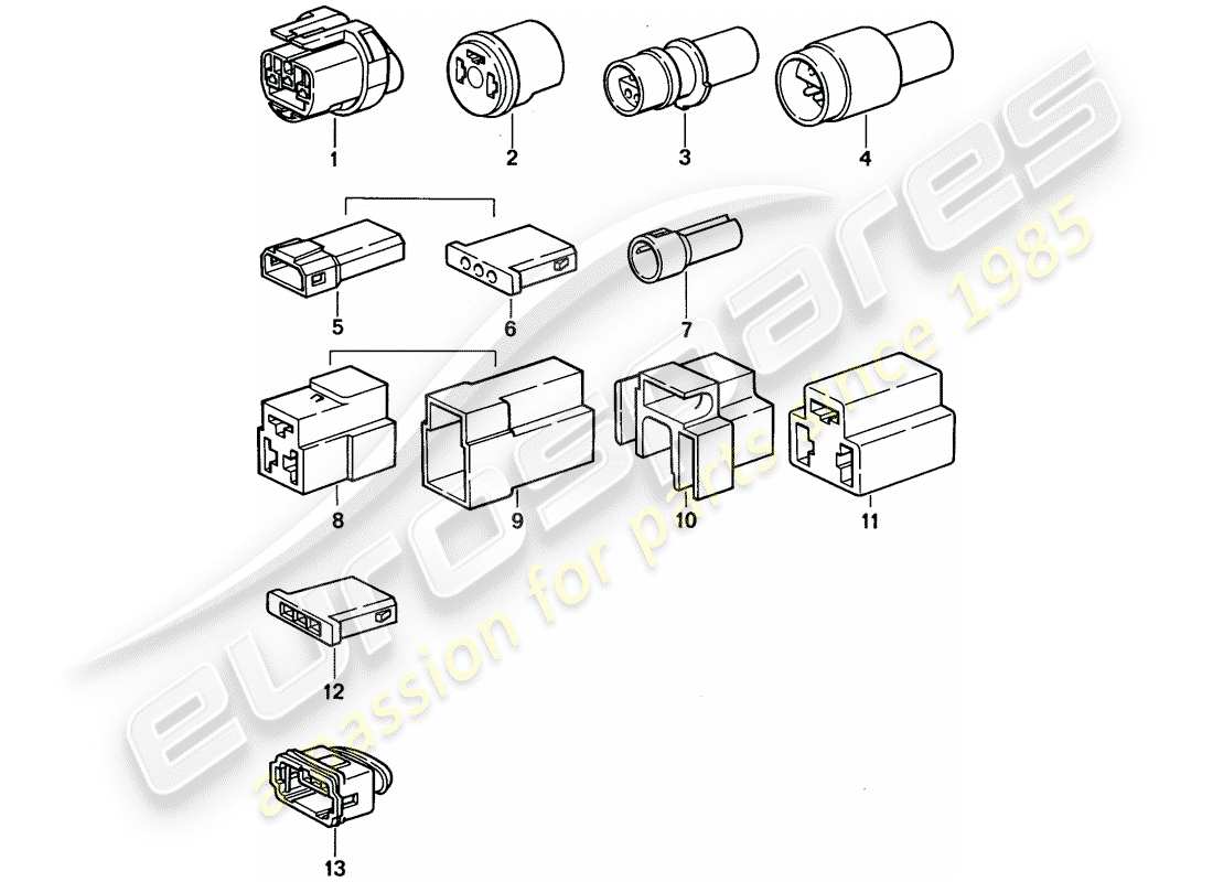 porsche 1992 (968) connector housing - 3-pole parts diagram