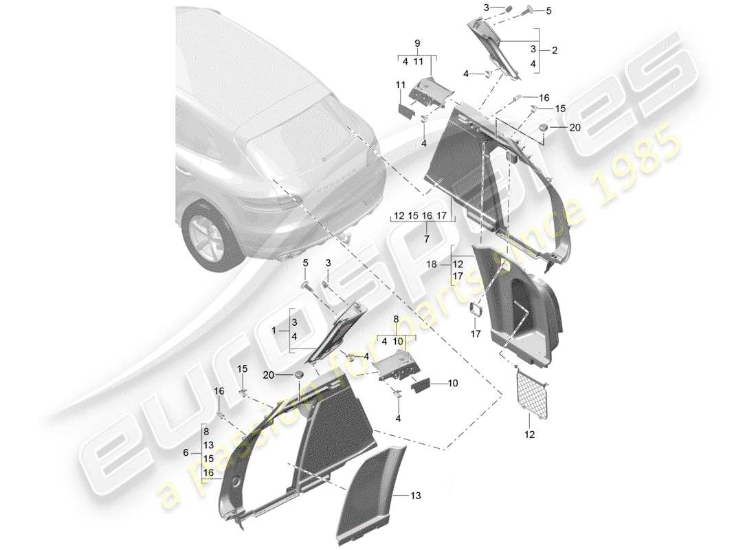 porsche 2014 (macan) lining parts diagram