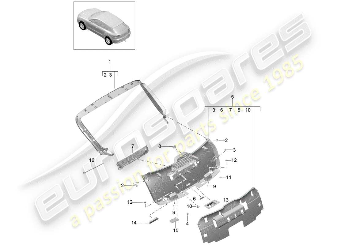porsche 2016 (macan) trims part diagram
