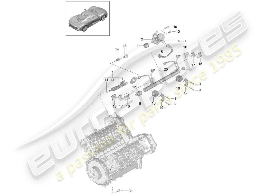 porsche 918 spyder (2015) fuel collection pipe parts diagram