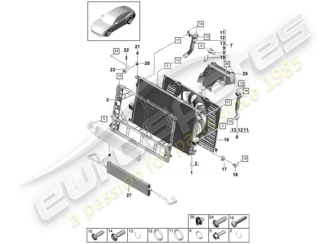 porsche 2017 (panamera 971-1) water cooling part diagram