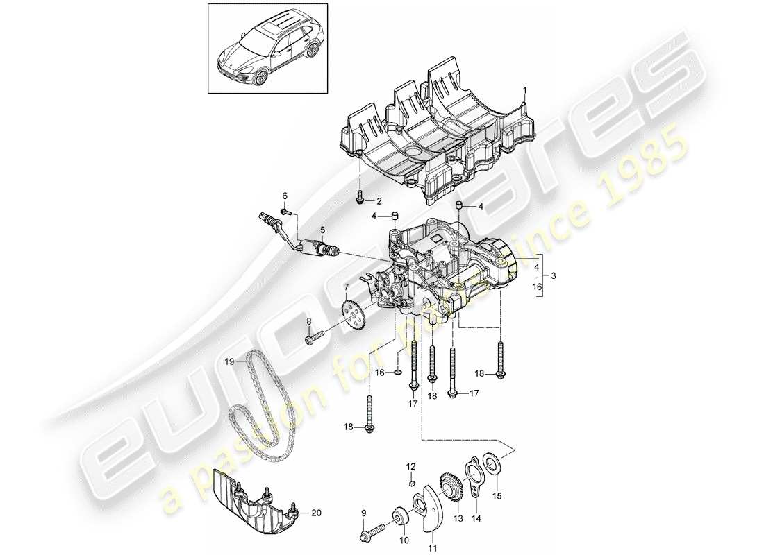 porsche 2011 (cayenne e2 92a) oil baffle plate part diagram
