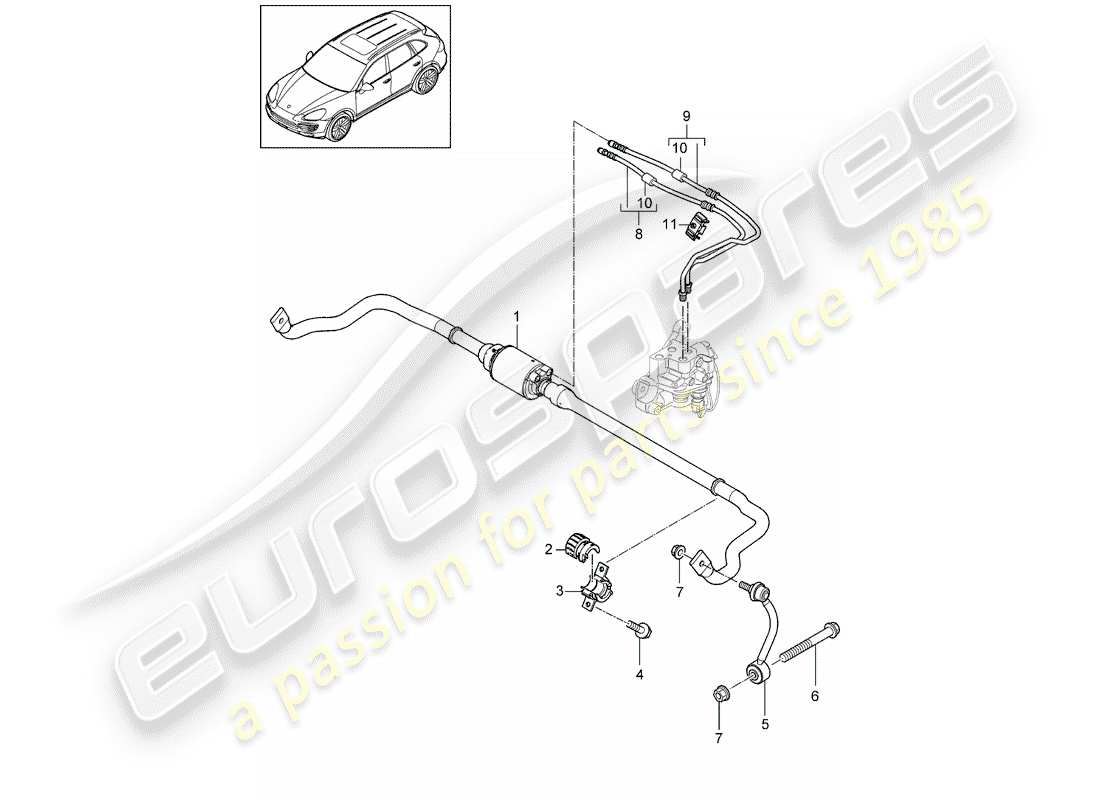 porsche 2011 (cayenne e2 92a) stabilizer part diagram