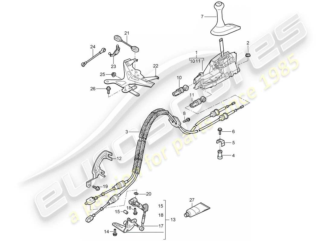 porsche 2008 (987 boxster) transmission control parts diagram