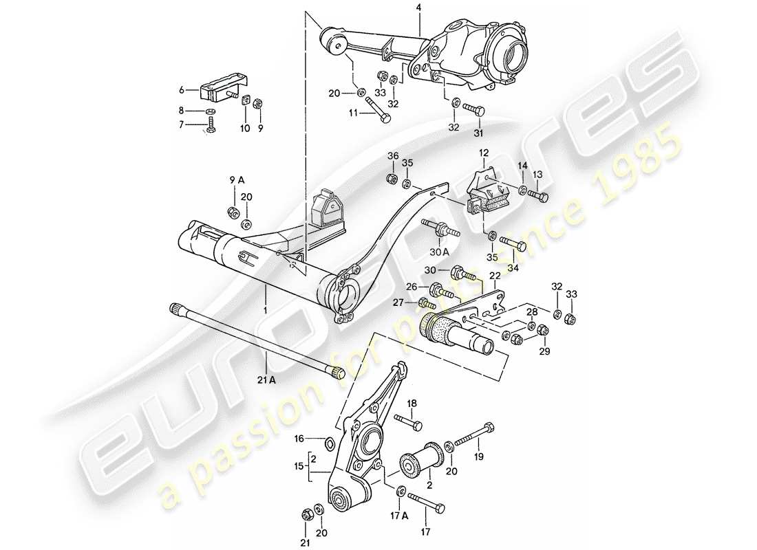 porsche 1991 (944) rear axle carrier - rear axle steering part diagram