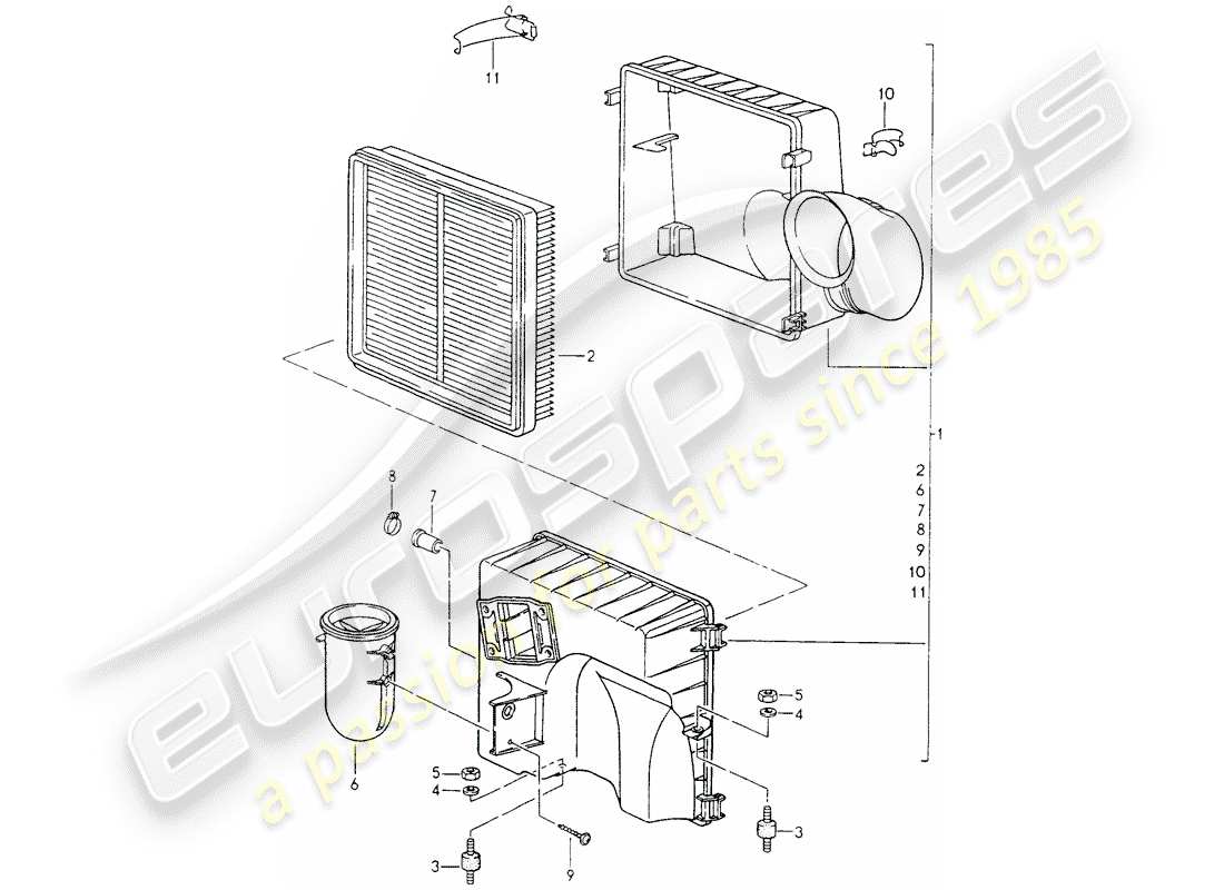 porsche 1994 (964) air cleaner part diagram