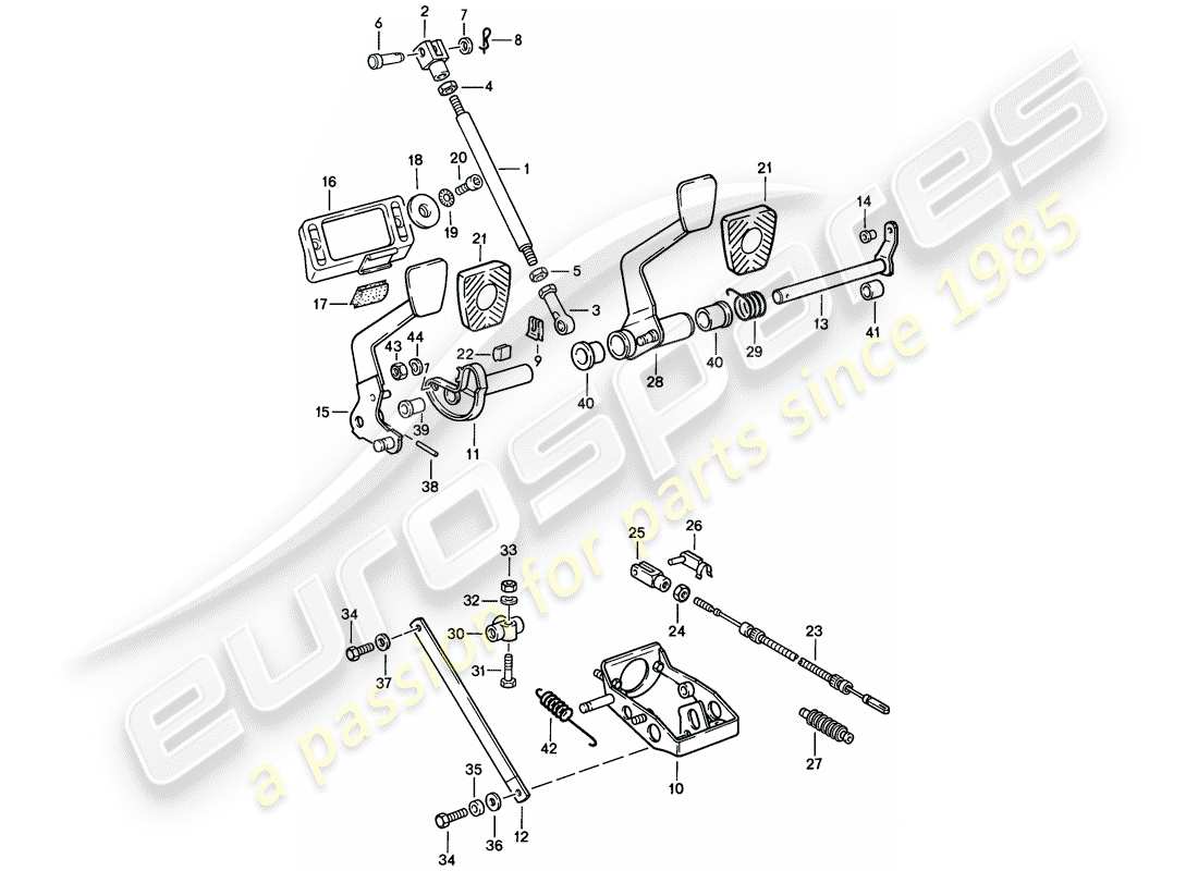 porsche 1984 (911) pedals parts diagram