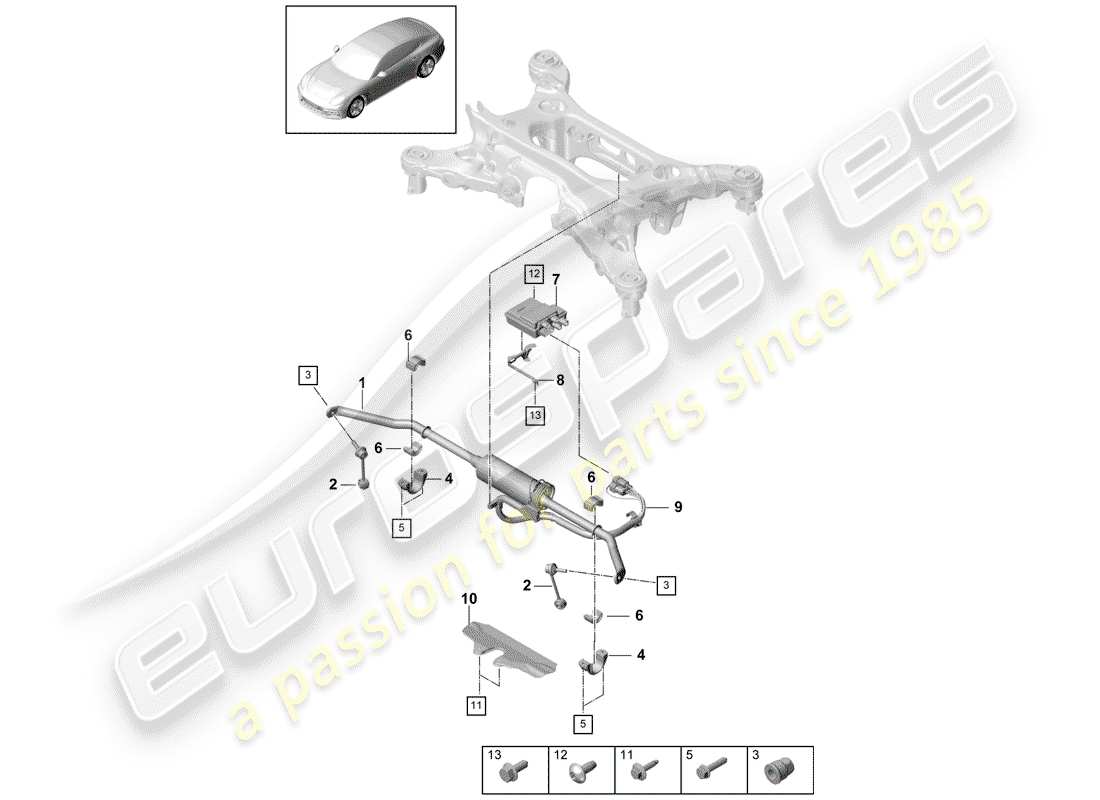 porsche 2017 (panamera 971-1) stabilizer part diagram