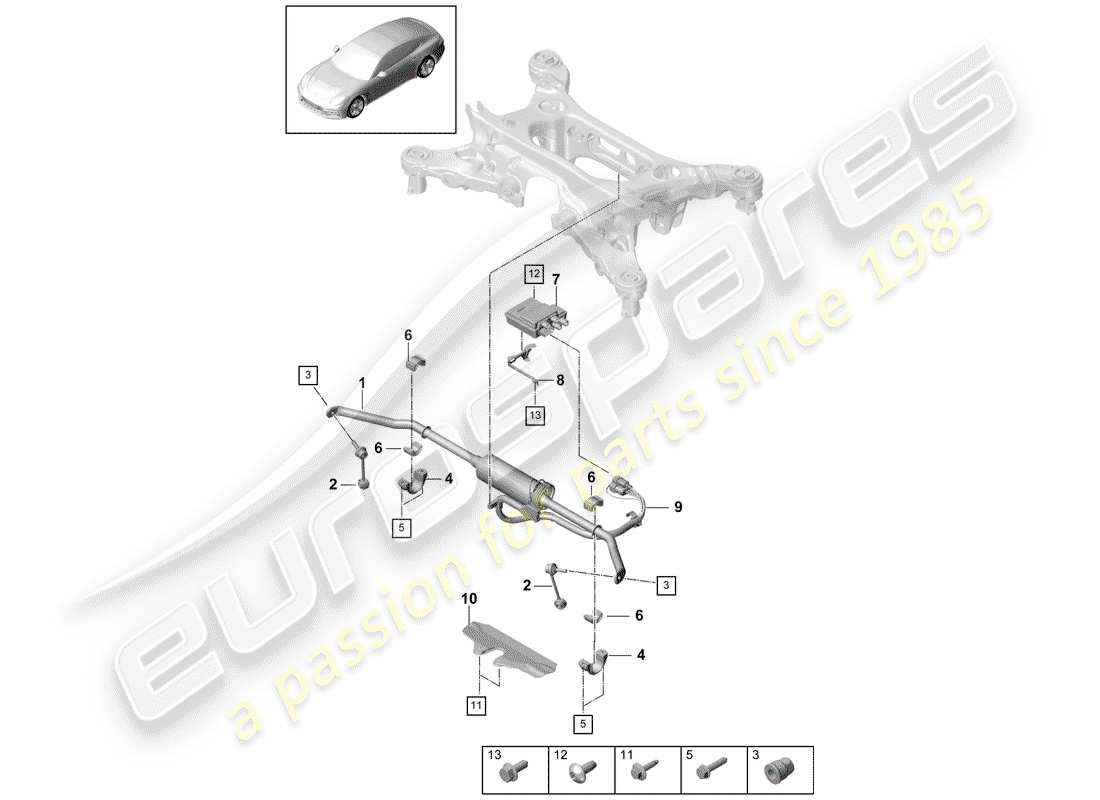 porsche panamera 971 (2017) stabilizer parts diagram