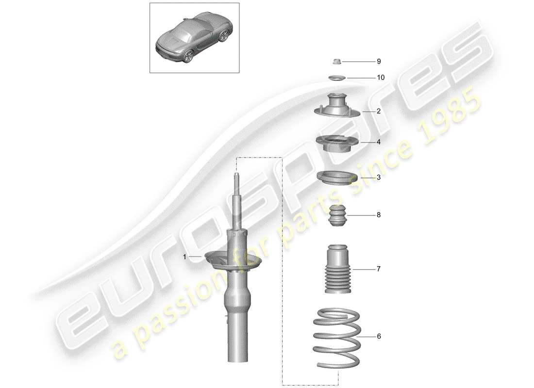 porsche 2013 (981 boxster) shock absorber parts diagram