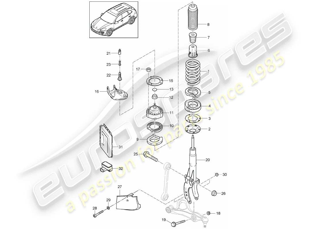 porsche 2016 (cayenne e2 92a) suspension part diagram