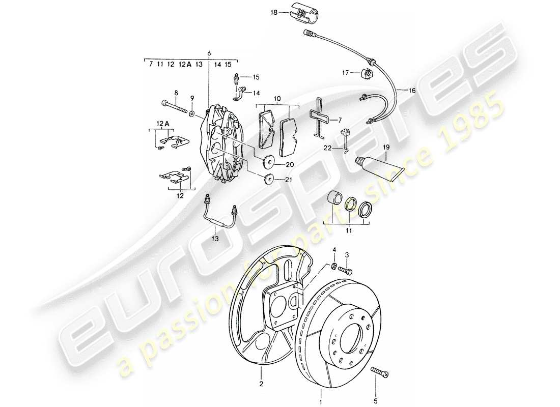 porsche 1995 (928) disc brakes - see technical information - gr.4 nr. 1/89 part diagram
