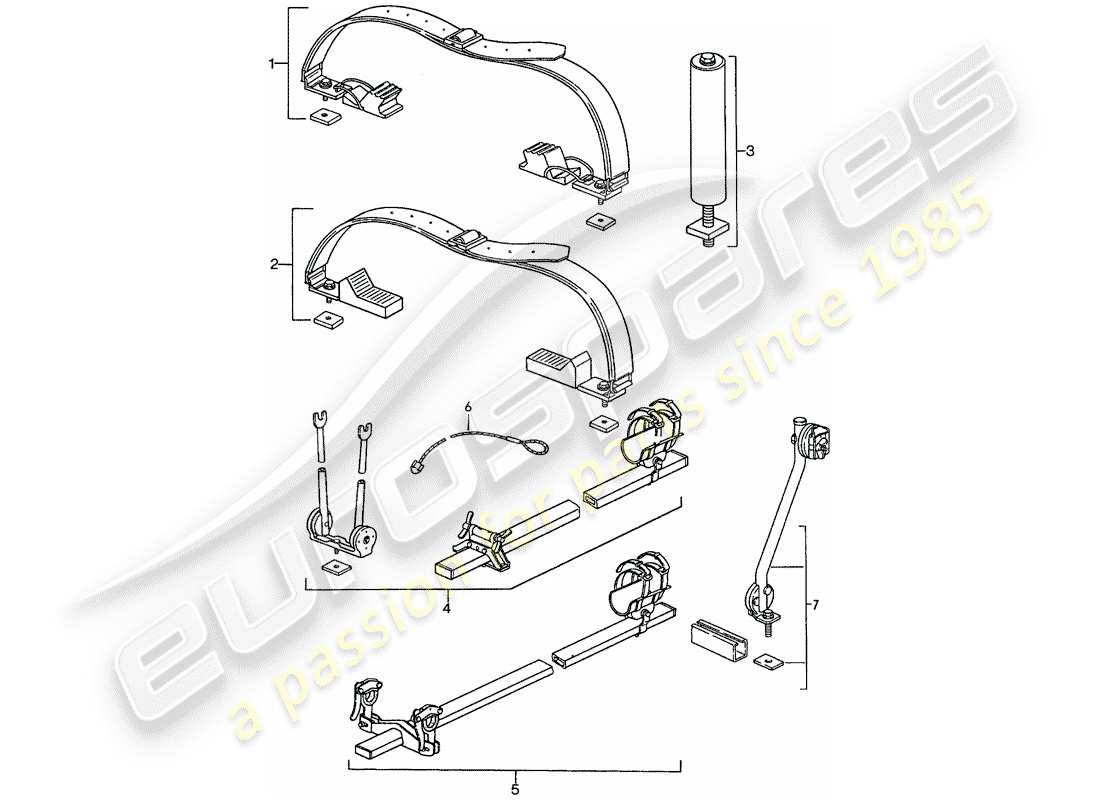 porsche 1989 (944) roof transport system parts diagram