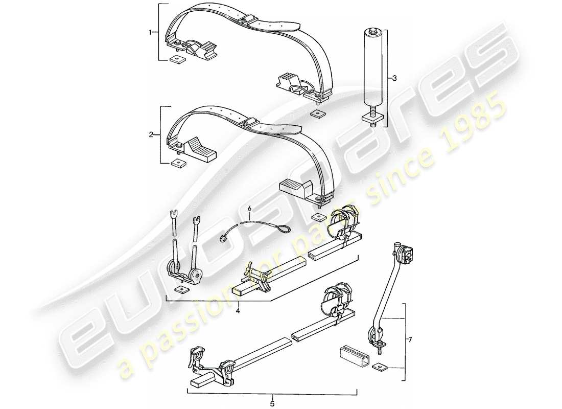 porsche 1984 (924) roof transport system - - ii - - until - 75 kg - d - mj 1981>> - mj 1982 part diagram