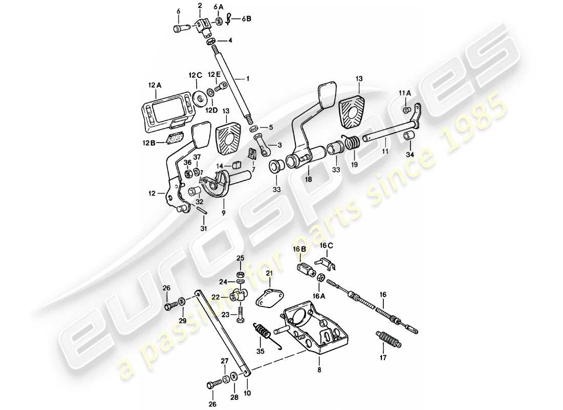 porsche 1981 (911) pedals part diagram