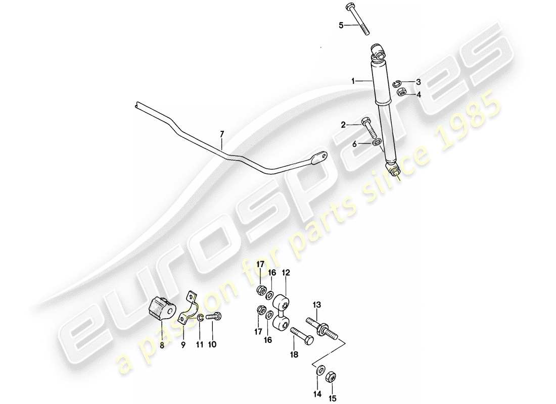 porsche 1987 (924s) vibration damper - stabilizer parts diagram