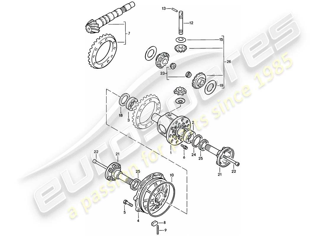 porsche 1977 (924) differential - 4-speed parts diagram