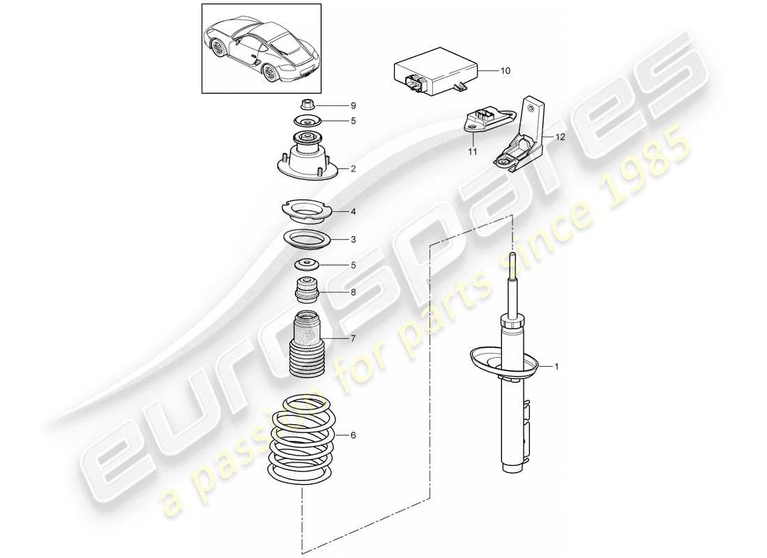porsche 2009 (987 cayman) shock absorber part diagram