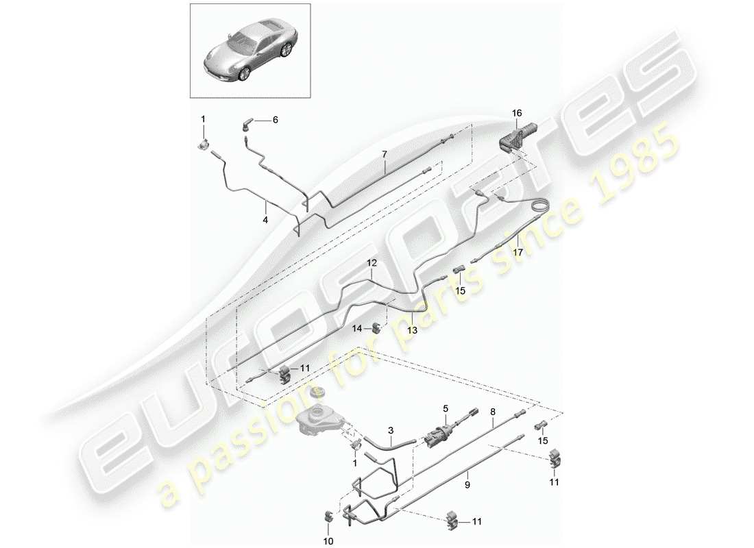 porsche 2012 (991-1) hydraulic clutch part diagram