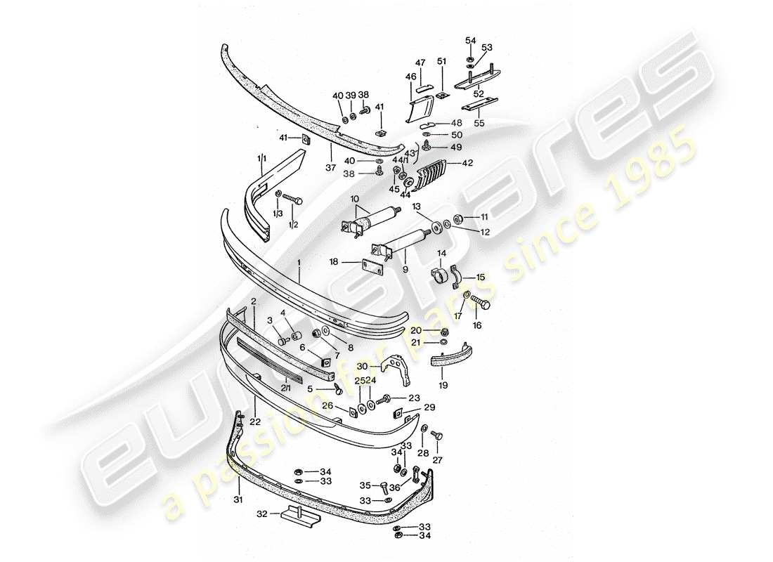 porsche 1976 (911 turbo) bumper part diagram