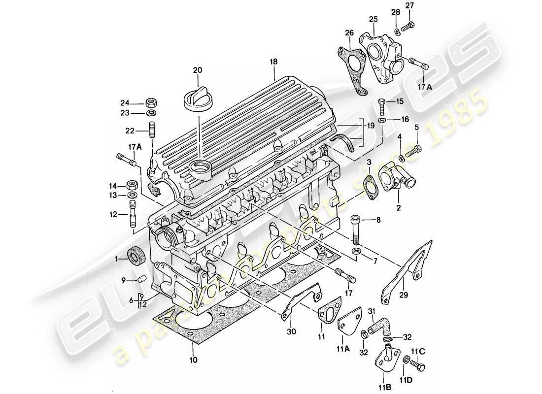 porsche 1978 (924) cylinder head parts diagram