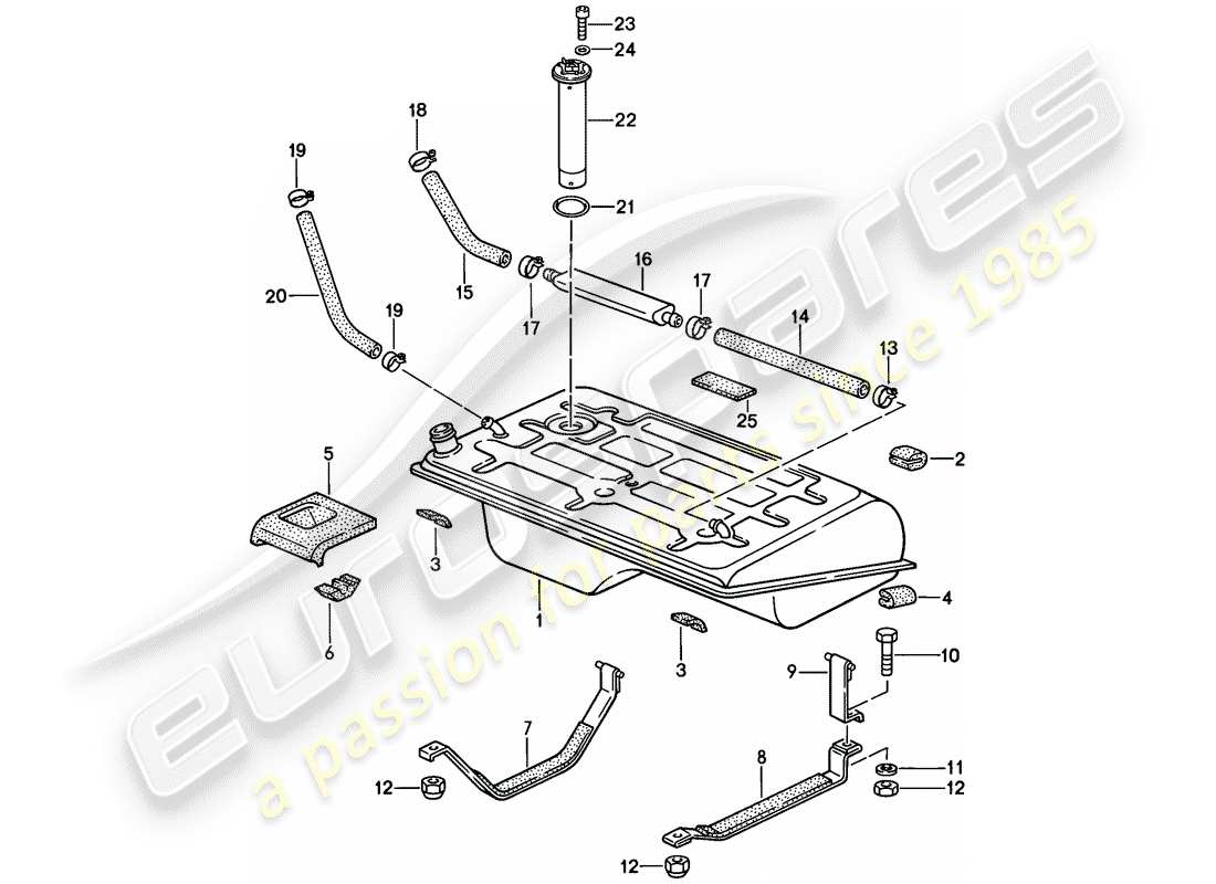 porsche 1988 (924s) fuel tank - 1 parts diagram
