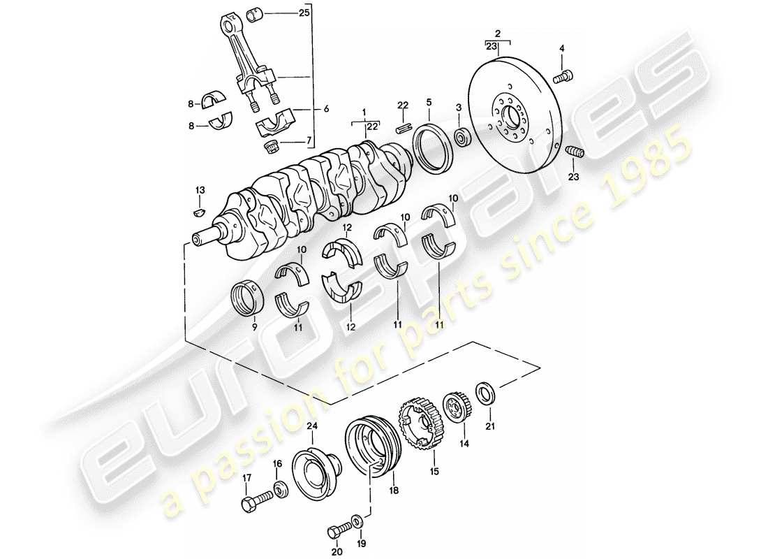 porsche 1988 (924s) crankshaft - connecting rod parts diagram
