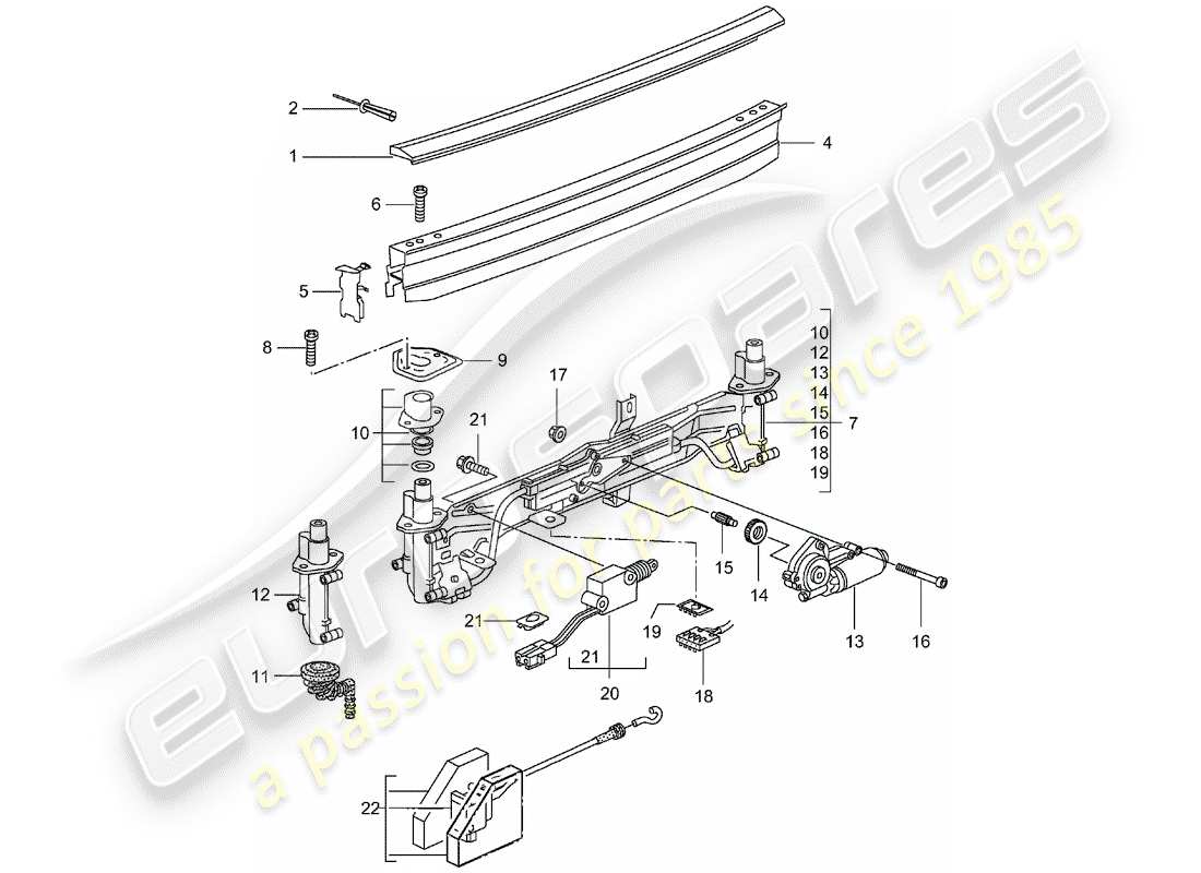 porsche 1998 (986 boxster) rear spoiler part diagram