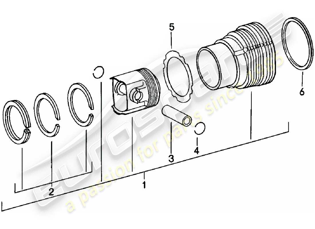 porsche 1981 (911) cylinder with pistons - see technical information - gr.1 nr. 30 part diagram