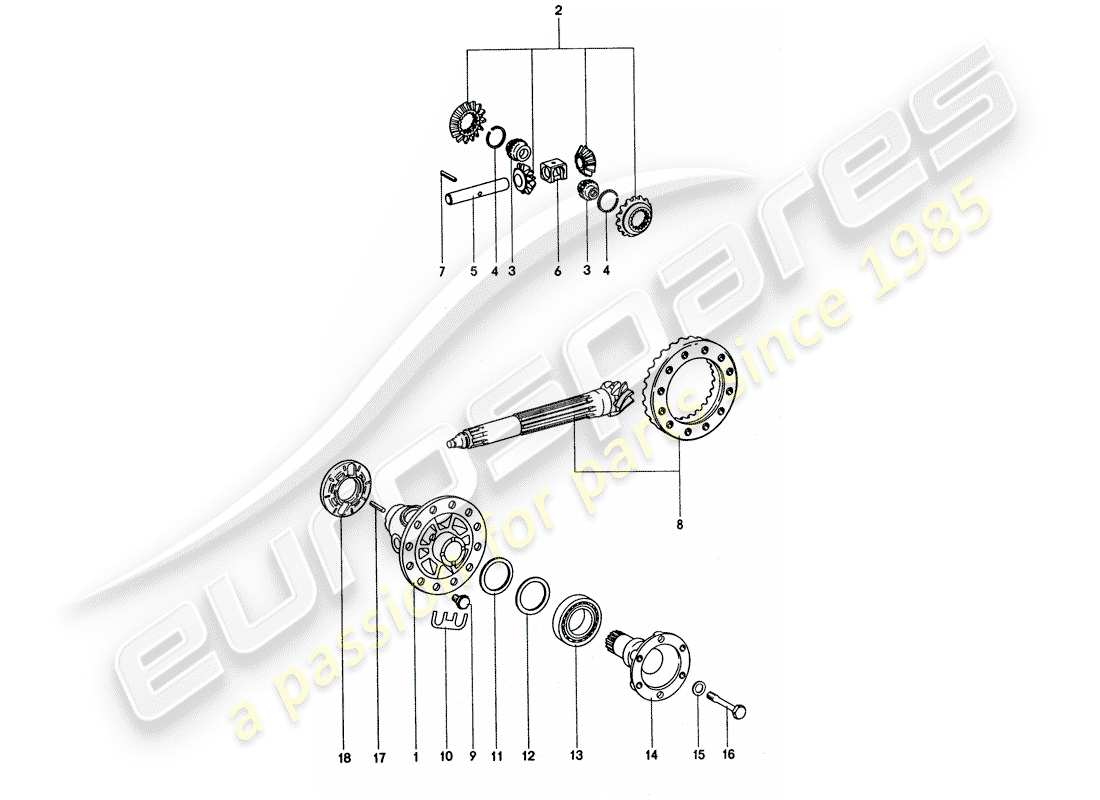 porsche 1975 (911 turbo) differential part diagram