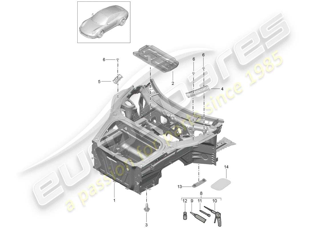 porsche 2014 (991-1) front end part diagram