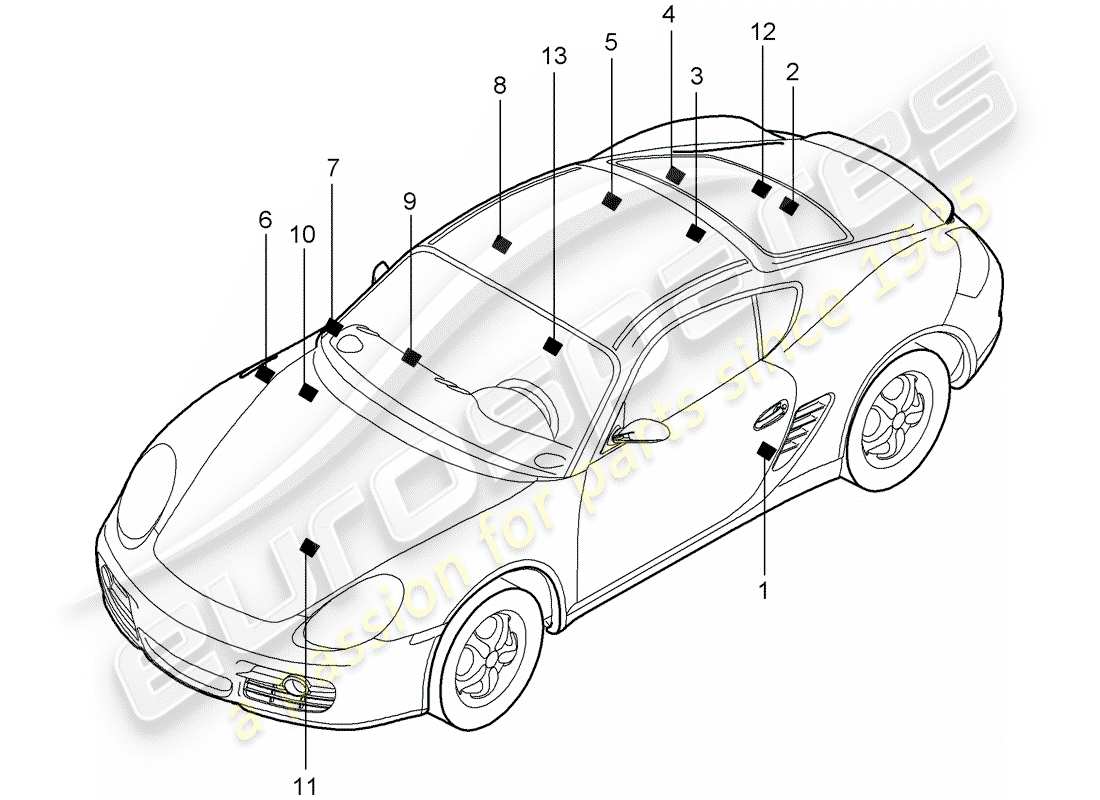 porsche 2009 (987 cayman) signs/notices parts diagram