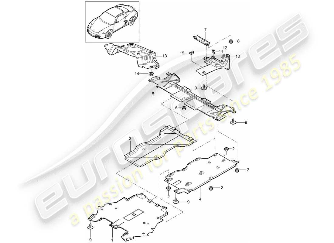 porsche 2012 (987 cayman) trims part diagram
