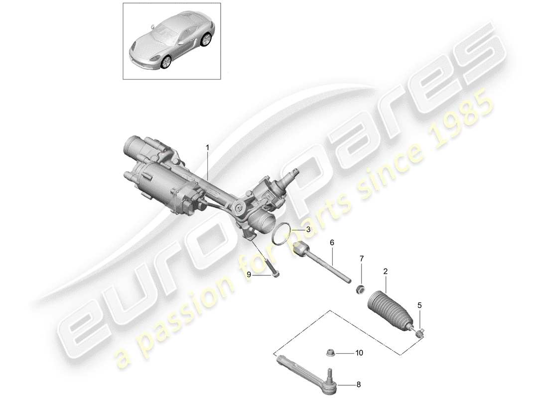 porsche 2017 (718 cayman) steering gear part diagram