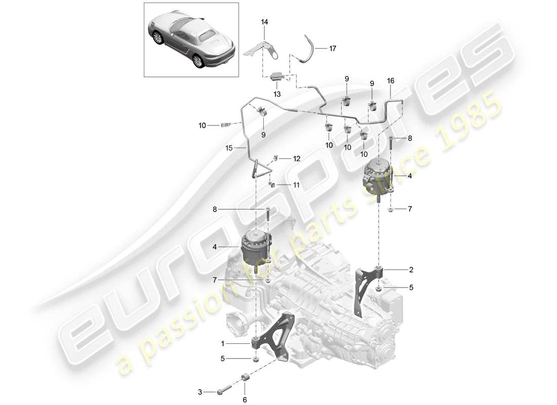 porsche 2019 (718 boxster) sub frame part diagram