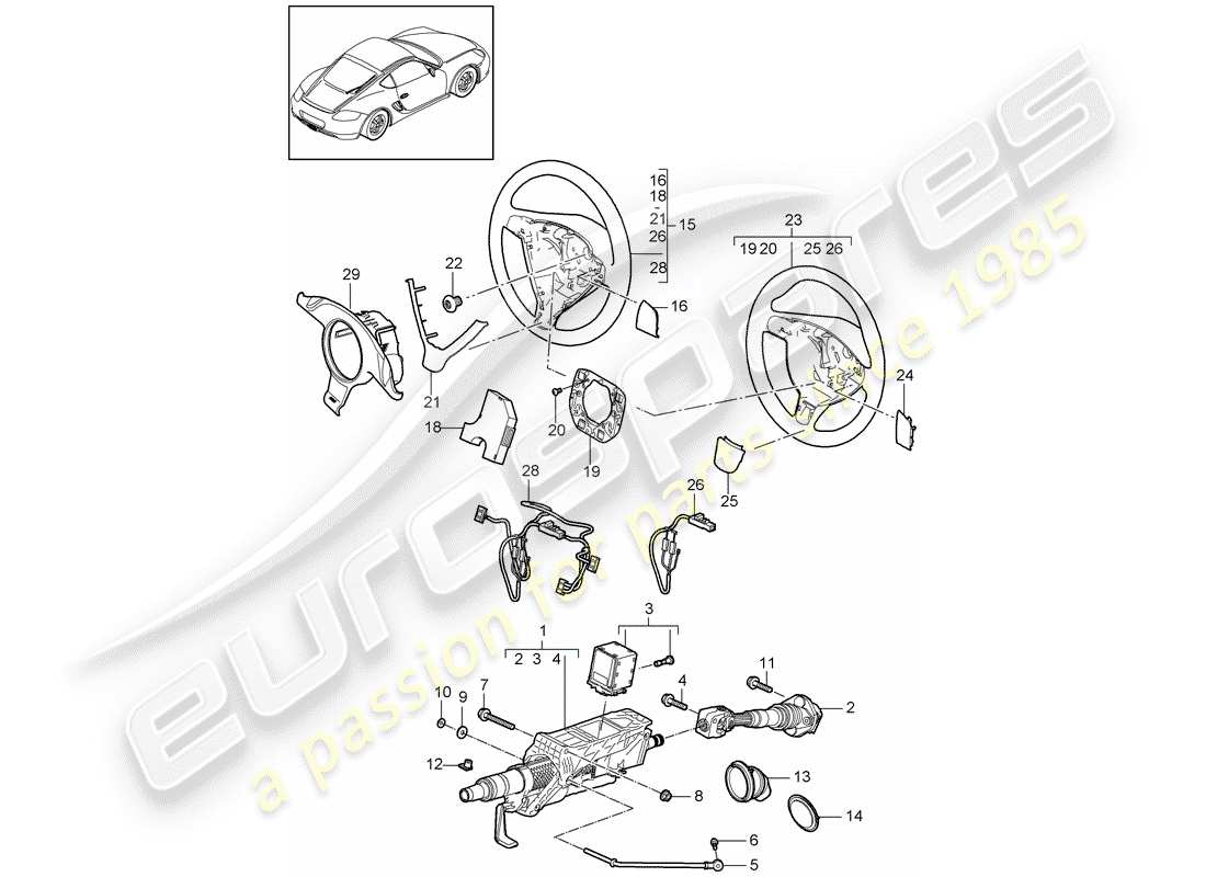 porsche 2012 (987 cayman) steering protective pipe part diagram