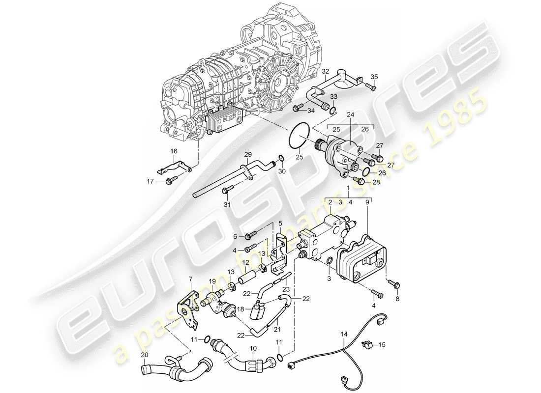 porsche 2009 997-2 turbo / gt2 gear oil cooler part diagram