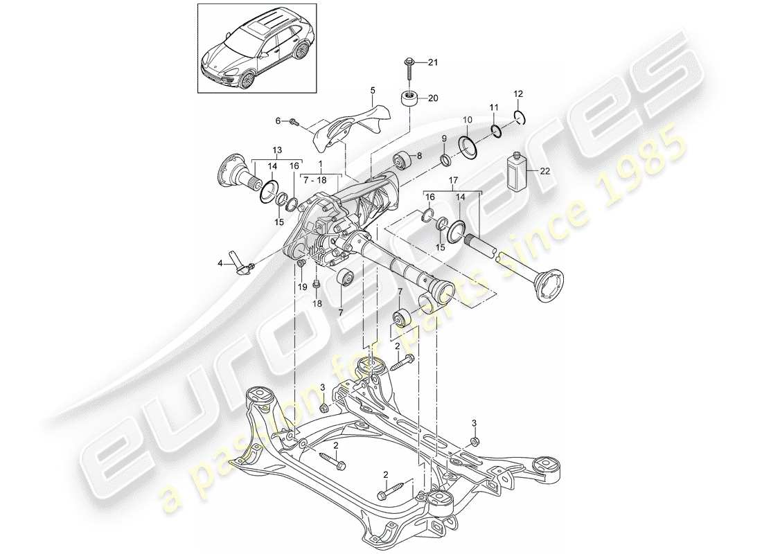 porsche 2015 (cayenne e2 92a) front axle differential part diagram