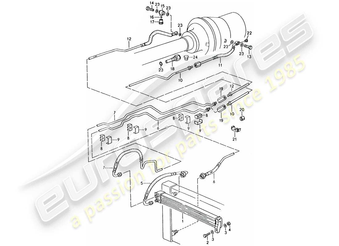 porsche 1995 (928) automatic transmission - atf cooler - atf lines part diagram