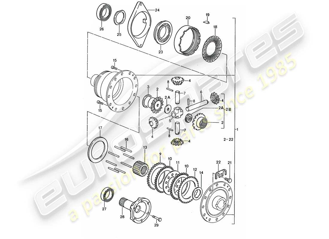 porsche 1987 (959) differential - rear axle parts diagram