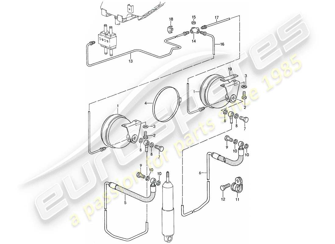 porsche 1987 (959) self levelling system - lines parts diagram