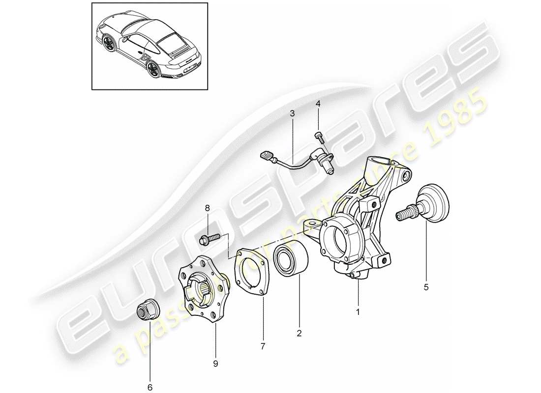 porsche 2013 (997-2 turbo / gt2 rs) wheel carrier parts diagram