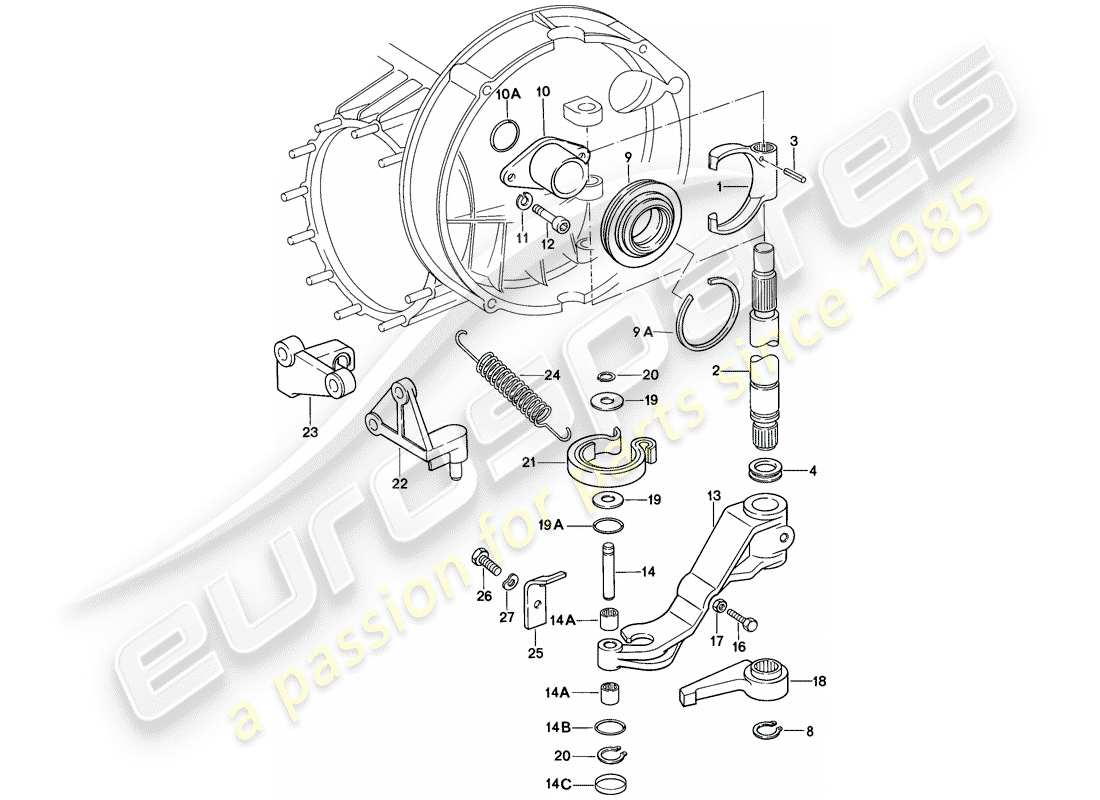 porsche 1984 (911) clutch release parts diagram