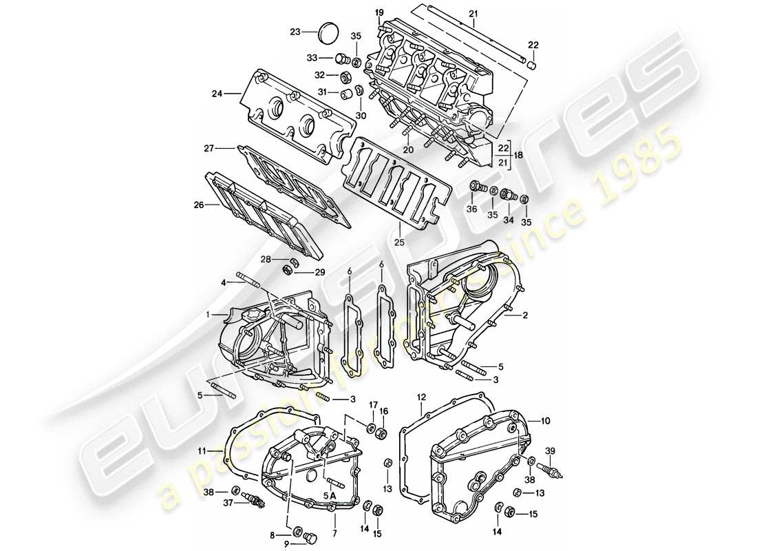 porsche 1984 (911) camshaft housing - chain case parts diagram