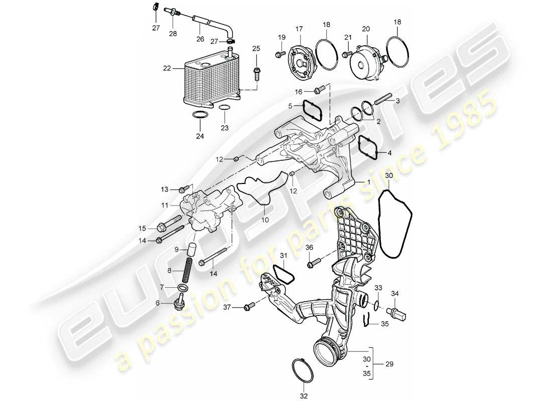 porsche 2007 (987 boxster) oil pump part diagram