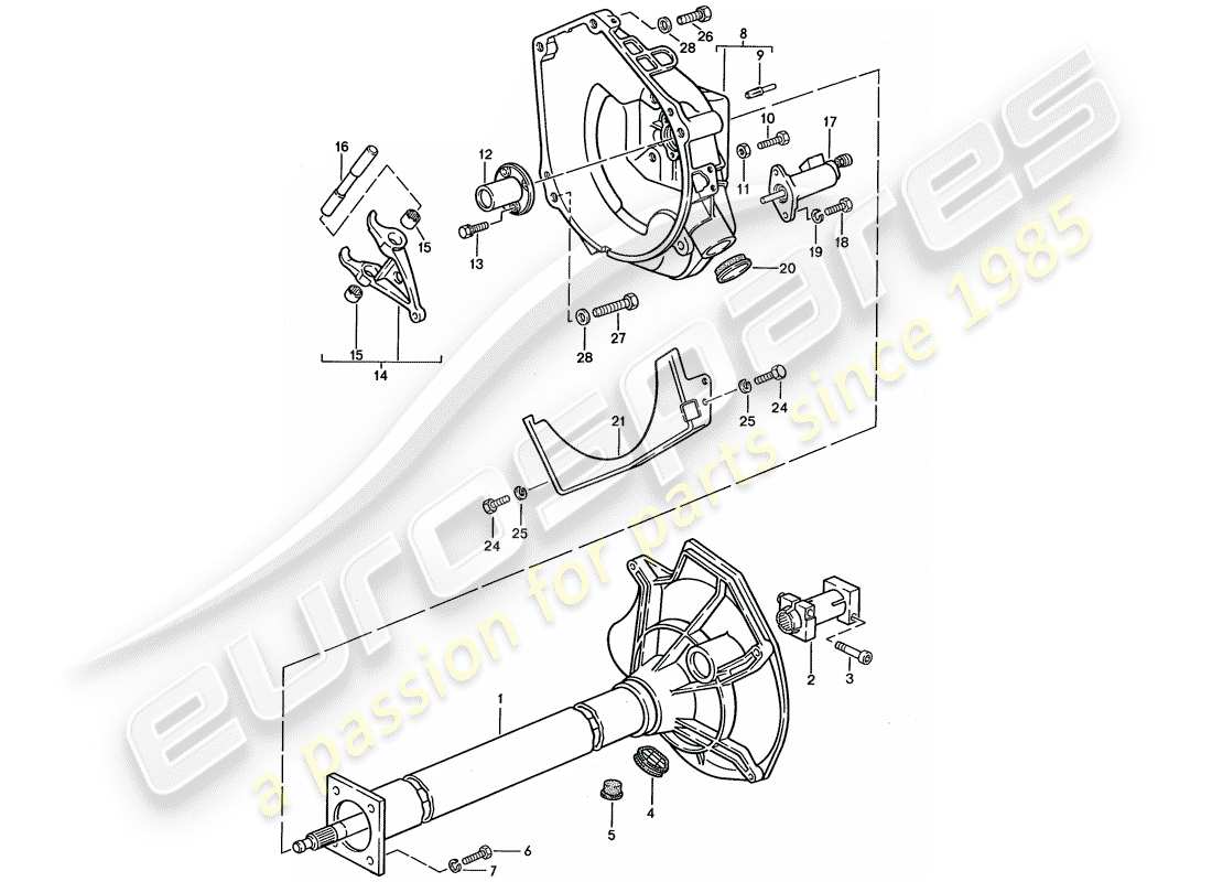 porsche 1989 (944) central tube - for - manual gearbox parts diagram