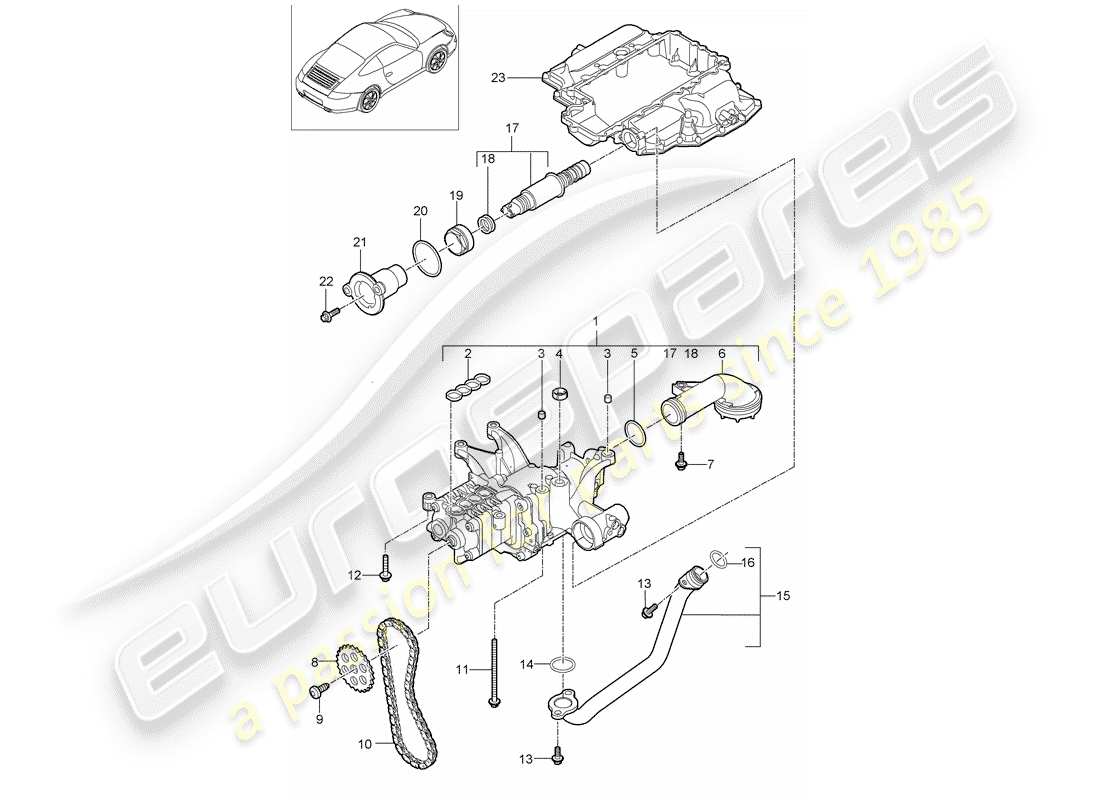 porsche 2010 (997-2) oil pump parts diagram